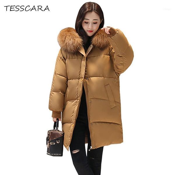 

women's down & parkas women winter fashion warm jacket coat female long parka with fur hood basic jackets ukraine oversize overcoat out, Black