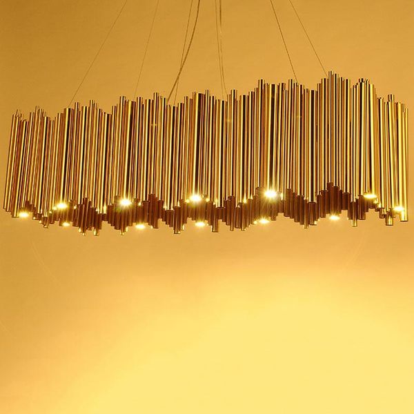 

italy design gold delightfull brubeck chandelier aluminum alloy tube suspension luminaire fashion project lamp chandeliers