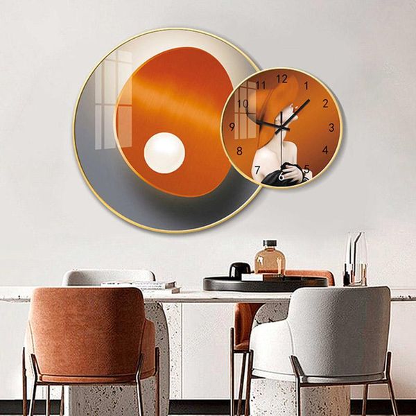 

wall clocks creative clock european-style crystal porcelain painting living room background home decor mute diy