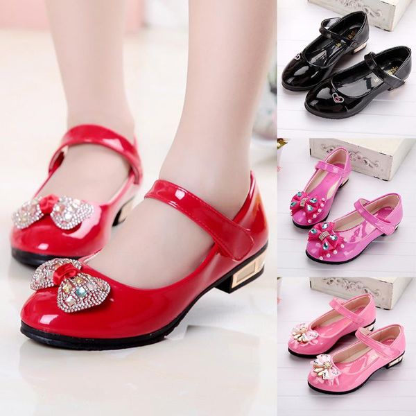 

sandals infant kids baby girls crystal bling bowknot single princess shoes sandalias niÃ±as, Black;red