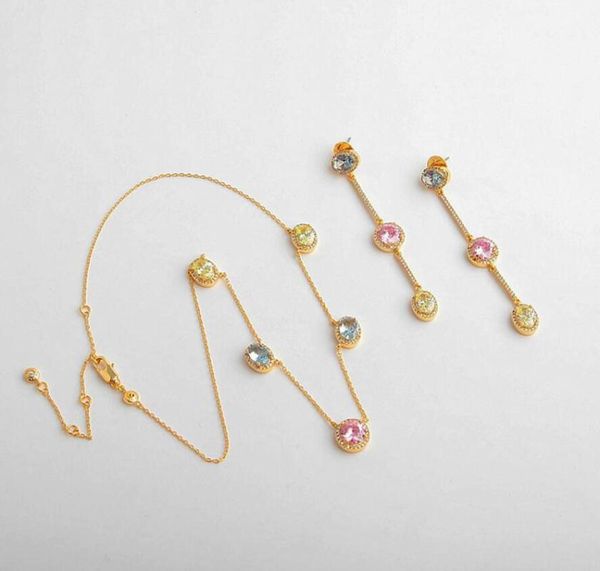 

earrings & necklace csxjd luxury large particles shiny color zircon and fashion women's set, Silver
