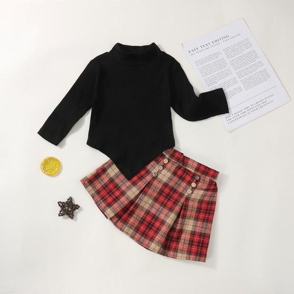 

clothing sets toddler girl clothes special long sleeve + plaid skirt set for girls fall winter outfit, White