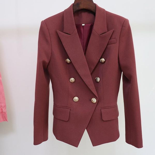 

women's suits & blazers high street est 2021 fashion designer jacket classic lion buttons double breasted slim fitting blazer, White;black