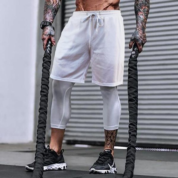 

brand summer gym shorts men joggers short sweatpants men's sporting clothing breathable mesh bodybuilding, White;black
