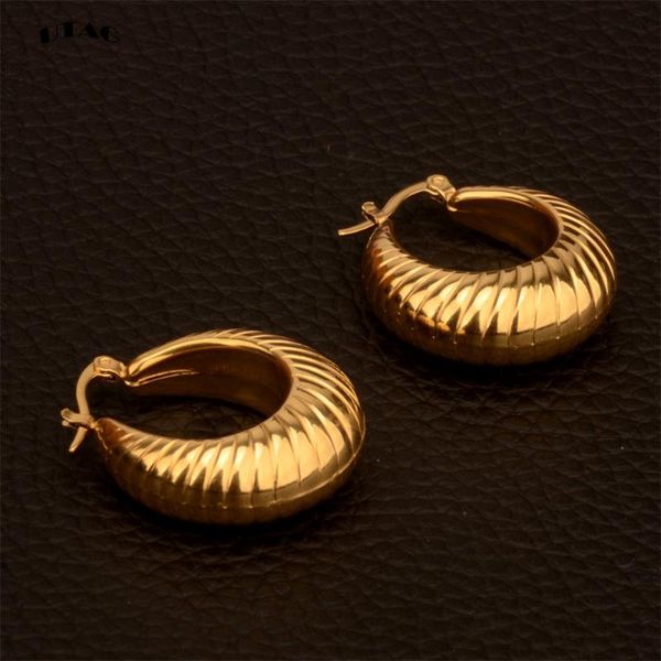 

hoop & huggie utag gold silver color stainless steel earrings for women small simple round circle huggies ear rings steampunk accessories, Golden;silver
