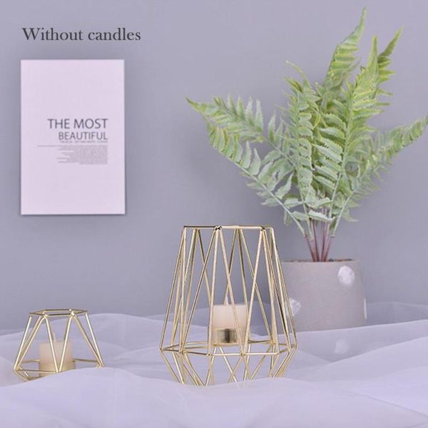 

iron candle holder gold dining table year activity hollow sturdy wedding christmas durable geometric shapes holders