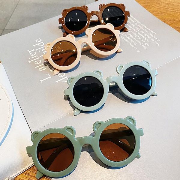 

kids outdoor uv400 glasses boys girls cute baby cartoon bear ear sunglasses for shopping birthday party beach 3-6years caps & hats, Yellow