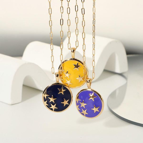 

pendant necklaces candy color enamel gypsophila necklace for women golden star chokers collier jewelry accessories, Silver