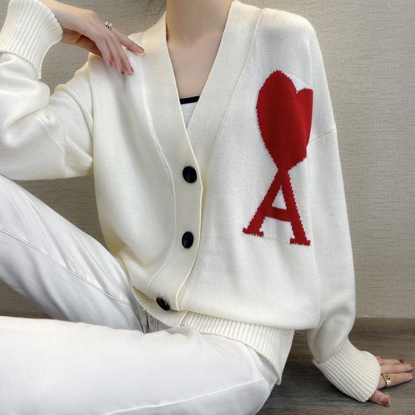 

Women's Sweaters style Korean man and woman red heart love letter a loose-meshed cardigan with long sleeve sweater cleavage in v jacket, White;black