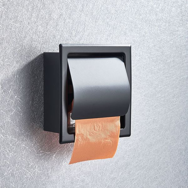 Настенный матовый черный / хром туалет держатель полотенца стойки рулона бумажный ящик для ванной аксессуары 210320