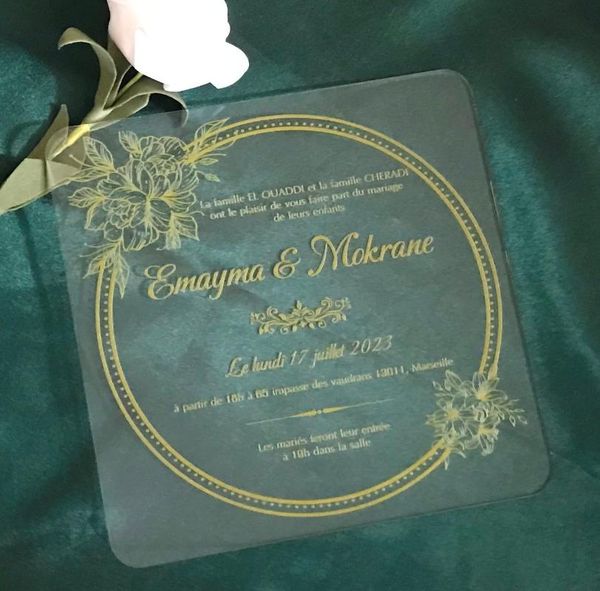 

greeting cards printed gold custom acrylic wedding invitation,square invitation,acrylic baptism invitation,transparent invitations