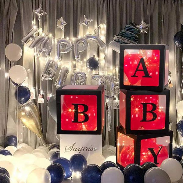 

party decoration baby shower decorations boy girl 12inch transparent box and balloon air first 1st birthday wedding kids ballon