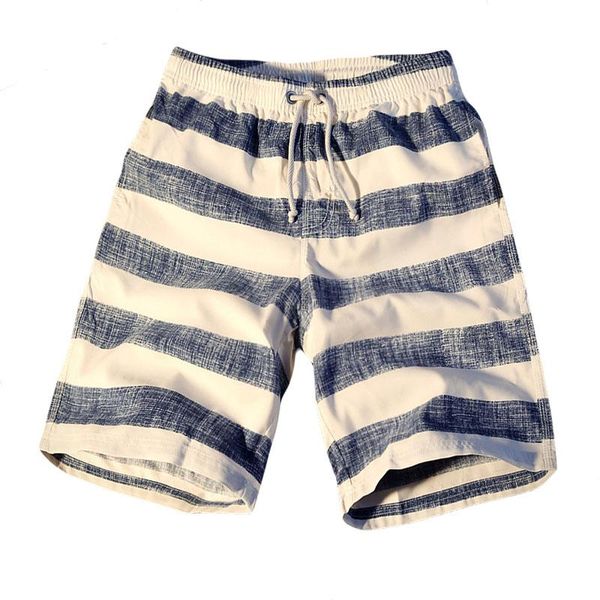 

summer men casual shorts man striped short loose breathable drawstring elastic waist thin linen plus size s-4xl men's, White;black