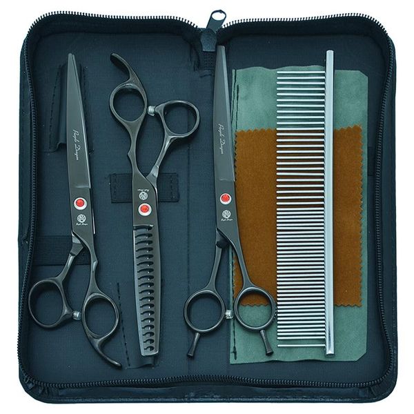 

hair scissors 7.0" dog grooming tesouras purple dragon steel animals straight curved cutting shears thinning pet groomer shear b0028b