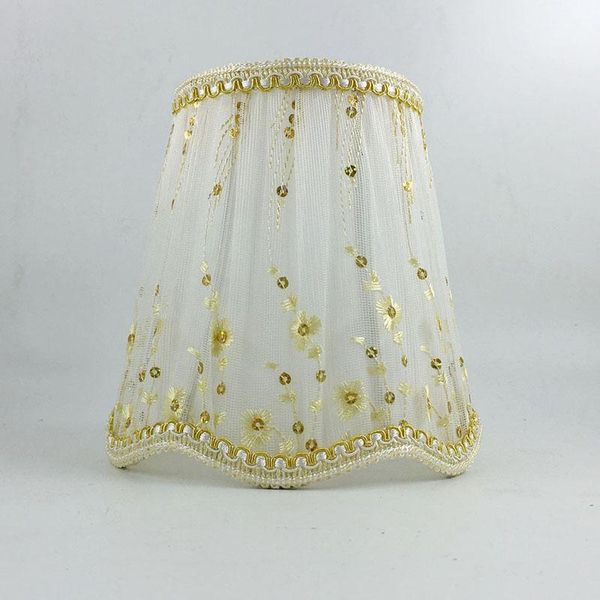 

lamp covers & shades 2pcs dia 17cm golden flowers lace fabric lampshades,modern small table light wall shade,e14 hole 3cm/e27 4.2cm