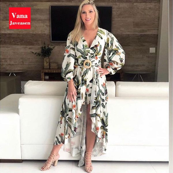 

casual dresses beach summer floral printed long-sleeved dress women deep v-neck high waist long elegant female vestidos, Black;gray