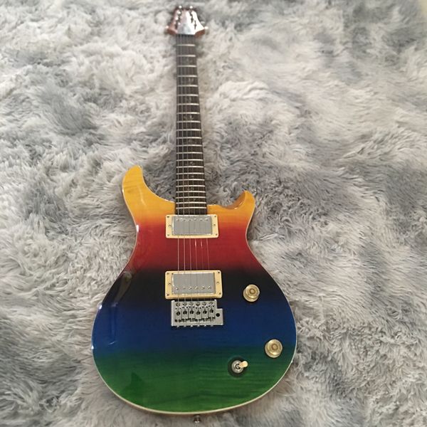 ! Krom Donanım Elektro Gitar Çin Özel Mağazalar Güzel ve Harika Gül Ahşap Klavye Maple Alev Üstünde Birçok Renk Yaptı