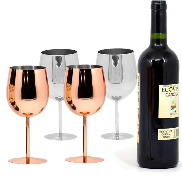 

500ml stainless steel stemmed wine glass shatterproof for red champagne goblet barware wineglass rose gold fashionabl glasses