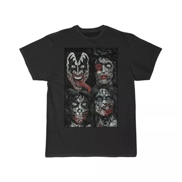 

kiss zombies t shirt men's short sleeve tee blk, White;black