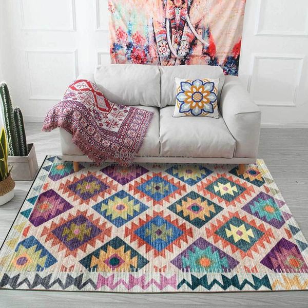 

retro ethnic style color multi-color geometric living room bedroom bedside carpet floor mat customization carpets