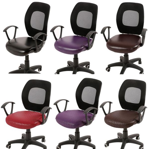 

chair covers faux leather cover waterproof seat case for study room elastic computer removable solid protector