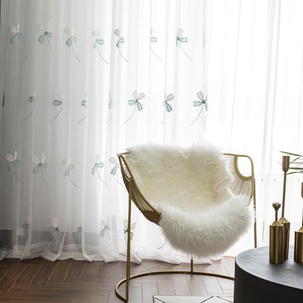 

curtain & drapes as modern simple pastoral four-leaf clover embroidery translucent home decoration curtains for living dining room bedroom