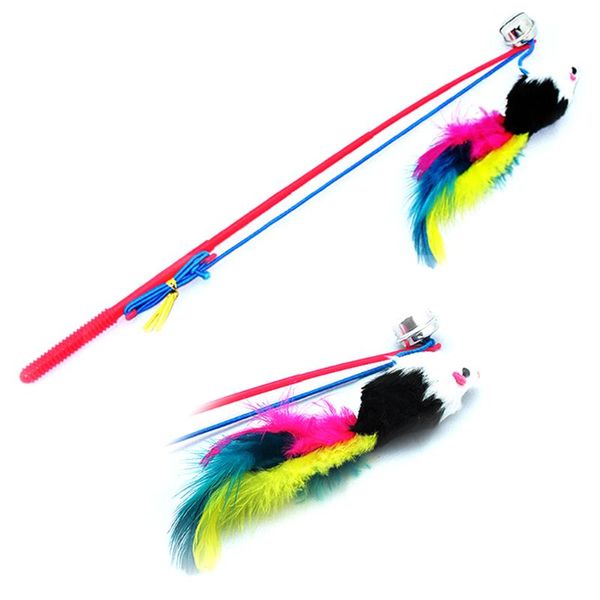 

cat toys artificial feather training pet supplies plastic silmulation mouse practical interactive play home funny small bell teaser