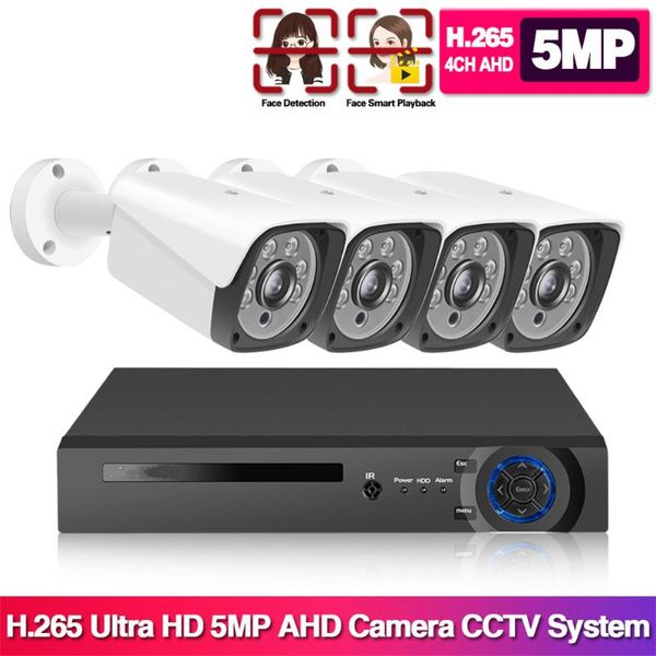 

h.265 5mp security camera system with dvr 4ch outdoor waterproof video surveillance kit cctv wireless kits