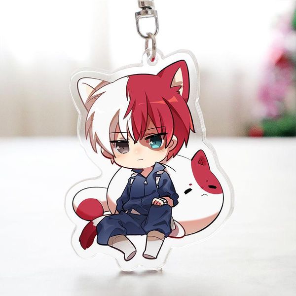 

keychains anime my hero academia keychain todoroki shouto cosplay double sided transparent acrylic key ring cute funny jewelry fans gift, Silver