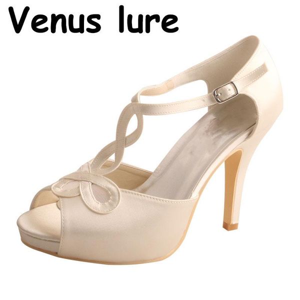 

colors elegant white shoes for women platform high heel peep toe bride dress, Black