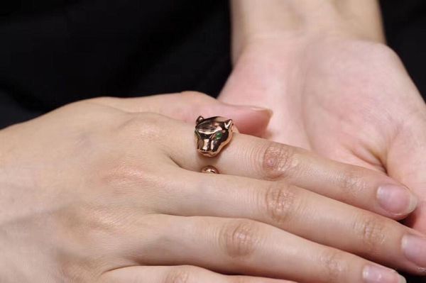 

cluster rings jewelry smoothpanthere ring panther wedding finger leopard fashion design, Golden;silver