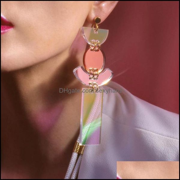 

dangle & chandelier earrings jewelry s1967 fashion acrylic square geometric dazzle color long drop delivery 2021 j4mts, Silver