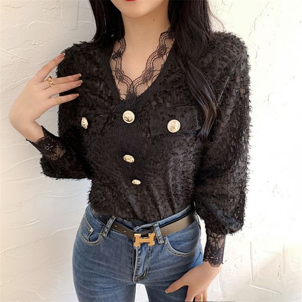

women's hoodies & sweatshirts hzirip women's blouse of lace and chic, fashionable shirt for women, with elegant lace, turtleneck i, Black