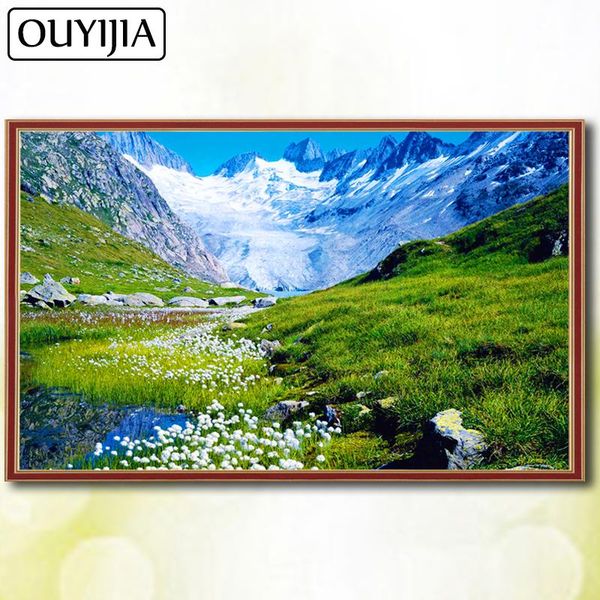 

diamond painting 5d diy full square ouyijia scenery mountain flower embroidery sale nature mosaic picture of rhinestone