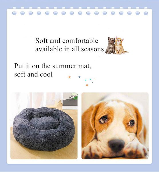 

kennels & pens dog litter summer round plush pet cat mat small and medium-sized kennel removable washable