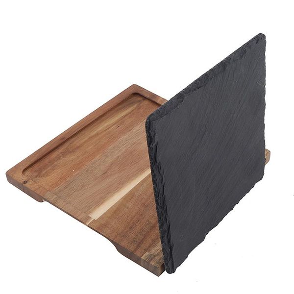 

kitchen storage & organization western-style japanese solid wood wooden tray black slate plate ovelty design snack disc bread
