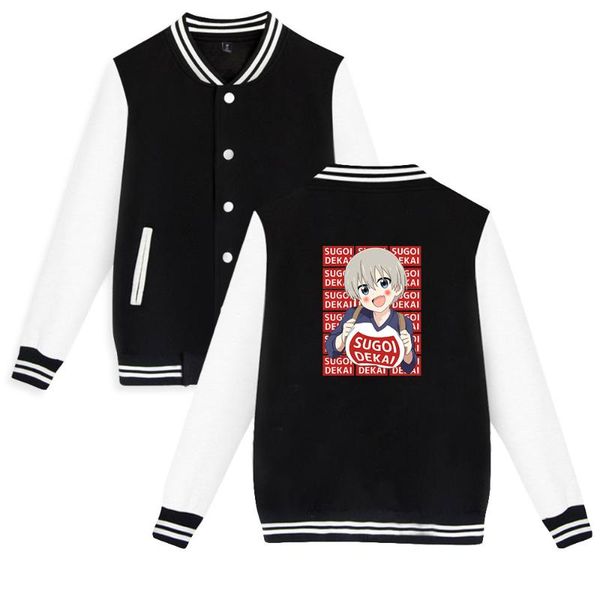 

men's hoodies & sweatshirts uzaki hana wants to hang out print autumn winter holiday preppy youthful vitality clothes kawaii baseball, Black