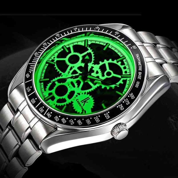 

mechanical clock i colouring full steel lighting automatic mechanical watches men mark luxury transparent hollow 98545, Slivery;brown