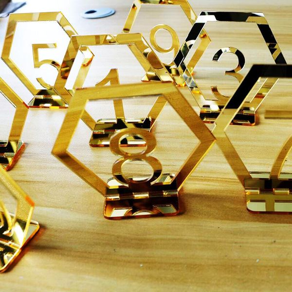 

party decoration table number signs for wedding decor,silver or gold acrylic number,roman numerals geometric boho centerpiece