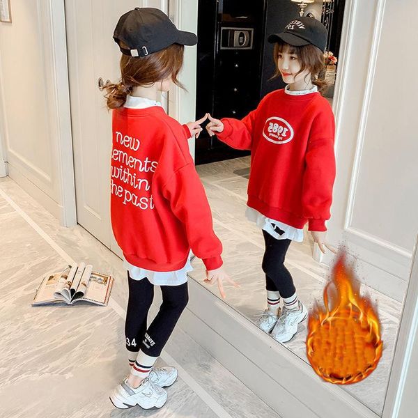 

hoodies & sweatshirts girls' kids outwear 2021 elegant velvet thicken warm winter autumn cotton fleece plus size children's clothi, Black