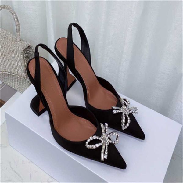 

dress shoes 2022 women slingbacks 9.5cm heel pointed toes genuine leather slip-on heels, Black