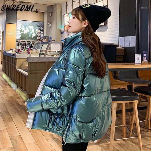 

women's down & parkas swredmi winter coat women short female jacket waterproof fashion glossy stand collar autumn warm jackets ladies, Black