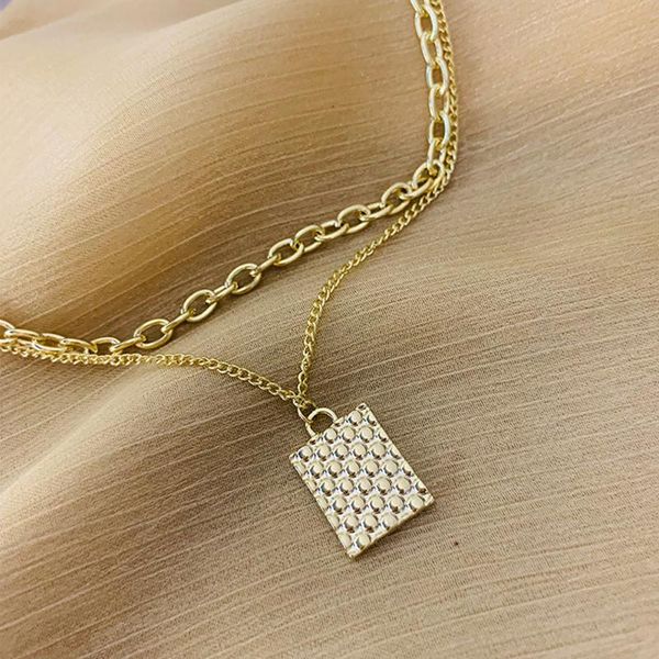 

chains golden double cascading chain deserve of act the role coarse necklace female senior fashion contracted pendant, Silver