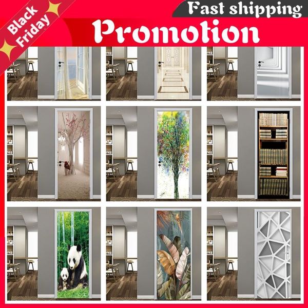 

other decorative stickers tree deursticker 3d green painting visual extension door sticker mural autocollants de porte living room home deco