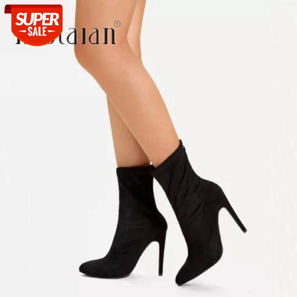 

2019 women boots pointed toe high heels ankle boots for women fashion autumn winter shoes woman high heel #9q4d, Black