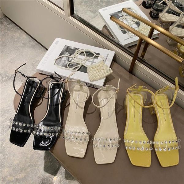 

comfort shoes for women beige heeled sandals med open toe 2021 summer all-match black party medium elastic band peep flat st
