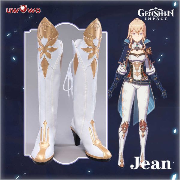 UWOWO Spiel Genshin Impact Jean Schuhe Cosplay Der strenge Dandelion Knight Cosplay Schuh Fuß Stiefel Y0903