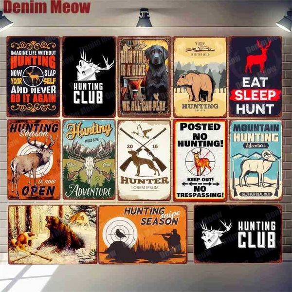 

hunting season plaque vintage metal tin sign bar club garden decoration eat sleep hunt posters deer bear wall art decor n316