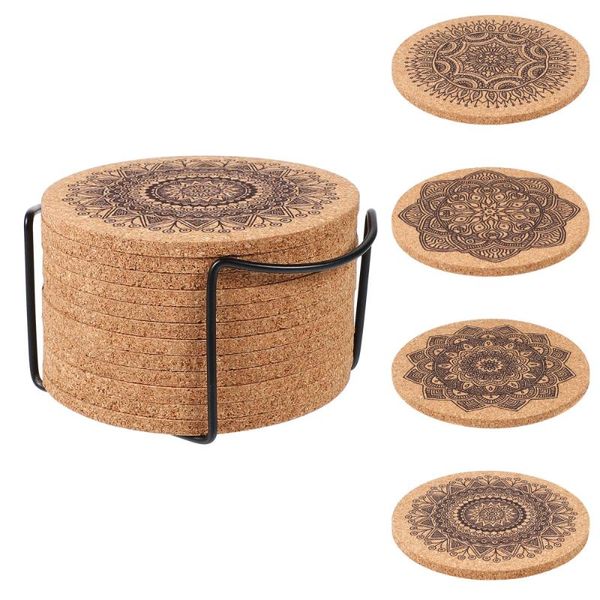 

mats & pads cabilock 1 set absorbent cork coasters drink with holder for housewarming gifts home office cafe