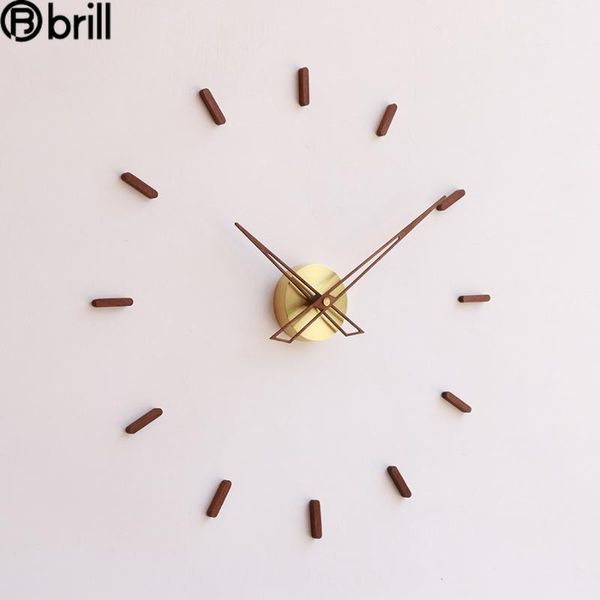 

modern creative spain wall clock silent metal nordic gold diy clocks wooden home decor living room decoration gift